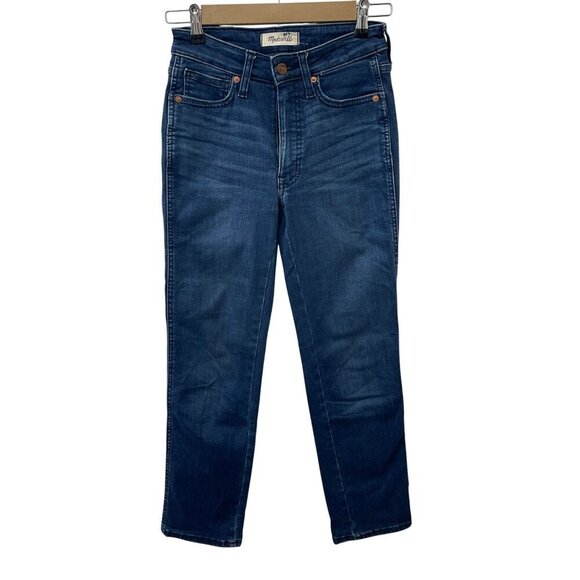 Madewell Curvy Mid-Rise Stovepipe Jeans Dark Wash Stretch Denim Womens 24 - Picture 1 of 15